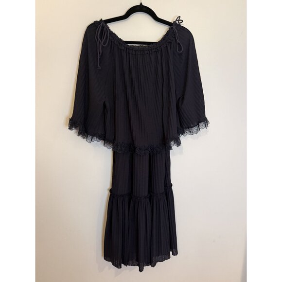 See by Chloe Gauzy Layered Tiered Shift Dress Ink Navy Blue Size S [jb] - Picture 3 of 7